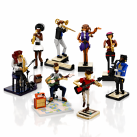 Set de Bloques de Construcción de Personajes Musicales de Jazz, 8 Estilos, Modelo de Personaje Musical, Decoración Artística de Escritorio, Regalo Coleccionable para Amantes de la Música