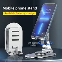 Support de téléphone et tablette en aluminium rotatif multi-angles avec support de bureau pliable et réglable