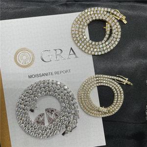 925 collar cubano de plata cadena VVS Moissanite colgantes <span class=keywords><strong>Jolleria</strong></span> De Plata Cubano Collar VS Moissanite Collar para mujer - Product Image 1