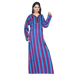 Summer Maxi Dress for Women 100% Cotton Casual V-Neck Beachwear Moroccan Style <b>Plus</b> <b>Size</b> Caftan Traditional Muslim - Product Image 1