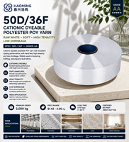 Fil de polyester POY cationique teignable de qualité AA 50D/36F, blanc brut, doux, haute ténacité, faible rétrécissement, pour la texturation, le tricot, le tissage et la dentelle