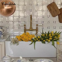 Évier de cuisine de style américain de haute qualité, kit de vidange pour évier de cuisine, évier simple en céramique d'argile réfractaire moderne avec grille