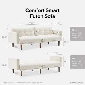 Sofá de tela de futón moderno de mediados de siglo, sofá Boucle, <span class=keywords><strong>cama</strong></span> para sala de estar y dormitorio, venta al por mayor - Product Image 2