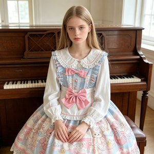 Vestido Lolita JSK con Tirantes, Diseño Original de Conejito y Osito, <span class=keywords><strong>Disfraz</strong></span> de Cosplay de Anime para Mujeres Adultas - Product Image 2
