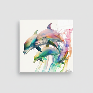 Vibrant Dolphin <b>Canvas</b> Print: Modern <b>Wall</b> Art for Home Decor,TEMPERED GLASS ART - Product Image 2