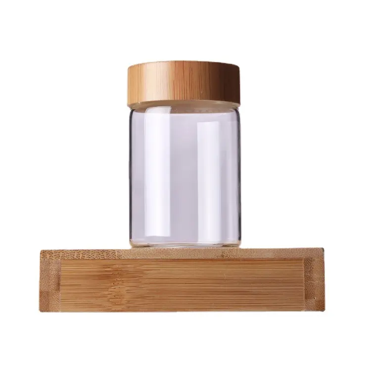 Высококачественные пустые стеклянные банки для хранения продуктов с сахаром и медом, упаковка для стеклянных бутылок с бамбуковой крышкой
