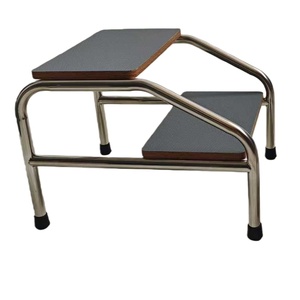 Muebles de hospital sala de examen de acero inoxidable 2 escalones taburete de pie con cubierta de goma - Product Image 1