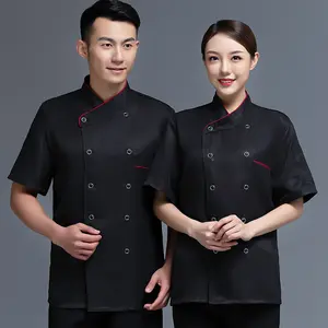 Otel şef iş elbiseleri erkek ve kadın yaz kısa kollu catering ekmek kek dükkanı mutfak iş elbiseleri işlemeli logo