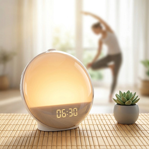 Réveil Lumineux avec Prise EU/US, Simulateur de Lever du <span class=keywords><strong>Soleil</strong></span>, Machine à Sons, Radio FM, Veilleuse LED Colorée à Intensité Réglable pour Dormeurs Profonds - Product Image 1