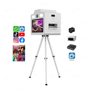 Boîte de photobooth avec appareil photo et imprimante 21.5 pouces LCD écran tactile moniteur événements de mariage kiosque d'impression instantanée machine de photomaton