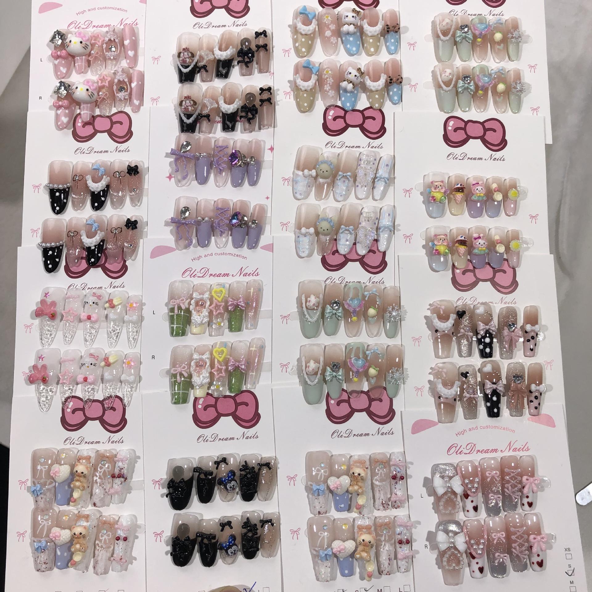 Wholesale 10pcs Handmade French Press on Nails Luxury Reusable Custom Design with Free Samples and Private Label Packaging