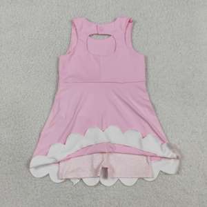 GSD3312 rts Robe d'été pour bébé fille, rose à pois, avec nœuds et manches à volants, longueur genou, vente en gros - Product Image 4