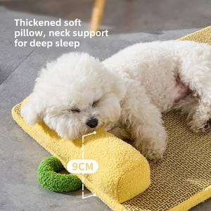 Neues Sommer-Haustierbett mit Solidem Muster, Umweltfreundliche Quadratische Hundehütte, Kühlende Rattanmatte, Kratzfestes und Verschleißbeständiges Katzenbett - Product Image 2