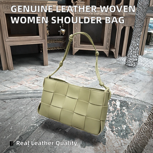 Bolso de Hombro de Cuero Genuino Tejido para Mujer, Diseño Moderno, Protección RFID, Portátil, Correa Única, a la Moda - Product Image 2