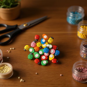 Perline in Legno ILAN Design a Forma di Scarabeo 10mm 24pz Accessorio per Artigianato - Product Image 2