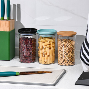 Round Moisture Proof Food <b>Storage</b> Jar Plastic Airtight Container Kitchen Grain Cereal <b>Storage</b> Cylinder Shape <b>With</b> Plastic <b>Lid</b> - Product Image 3