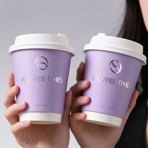Gobelets en papier à double paroi avec logo personnalisé, qualité alimentaire, jetables, recyclables, pour boissons chaudes, latte, café, thé boba - Product Image 3