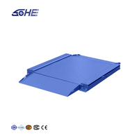 Balance au sol SOHE A8SP 1,2 m x 1,5 m en acier au carbone à double pente ultra-basse avec rampe doublement pliable, échelle imprimée et support