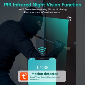 Caméra de porte intelligente Tuya avec audio unidirectionnel, <span class=keywords><strong>vision</strong></span> <span class=keywords><strong>nocturne</strong></span> sans fil 2.4G Wifi 1080P, écran LCD 5 pouces et batterie 10000 mAh - Product Image 3
