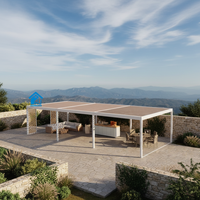 Aluminium Motorisierte Lamellen-Pergola Einziehbares Dach Wasserdichte Außenstruktur Mit Glas-Seitenwänden Umweltfreundliches Design