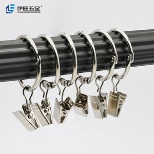 YIWANG Wholesale 1.2 Inches <b>Curtain</b> Rod Loose-Leaf Open <b>Curtain</b> <b>Ring</b> With Metal Clip - Product Image 4