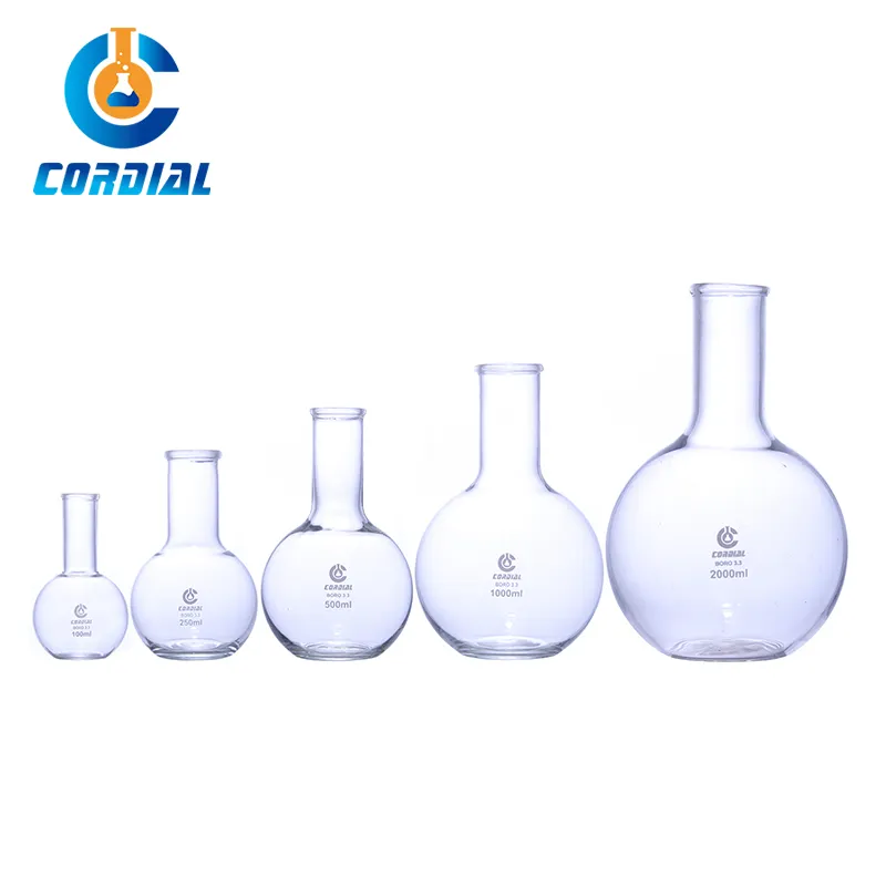 CORDIAL Ballon de laboratoire en verre borosilicaté 3.3 à fond rond plat