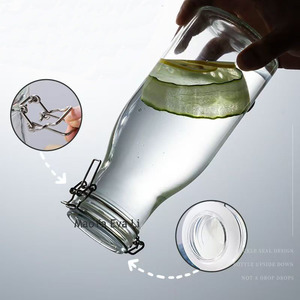 Botella de <span class=keywords><strong>Agua</strong></span> de Vidrio Transparente de Alta Calidad con Tapa de Clip, Botellas de Vidrio para Kombucha y Leche - Product Image 2