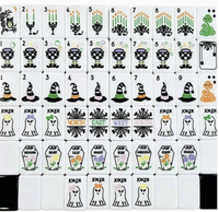 Hocus Pocus Halloween Witch American Mahjong Kit, Ubin Berukir Mewah Bertema Sihir untuk Hiburan Pesta Liburan