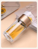 Tasse à thé en verre à double paroi avec infuseur, conception de séparation du thé, filtre transparent, bouteille d'eau portable pour hommes et femmes