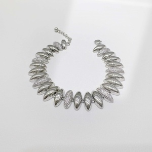Bracelet à maillons en argent sterling 925, style géométrique classique, épais, hip-hop, fait main, avec éléments en or 14 carats. - Product Image 3