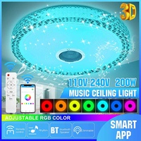 Lampes de plafond en cristal LED modernes, éclairage décoratif multicolore RGB, télécommande musicale intelligente, pour salon, salle de bain