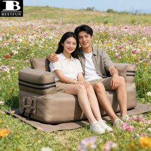 Canapé gonflable double avec pompe électrique intégrée, portable, 2-3 places, avec sac de rangement pour le camping en plein air - Product Image 1