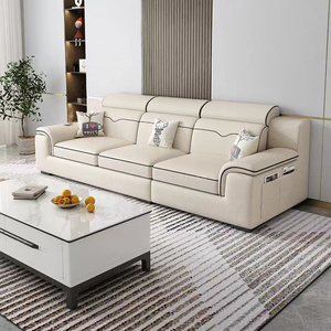 Muebles de Sala de Estar de Estilo Moderno, Sofá en Forma de L de Tela Blanca, Sofá de Esquina <span class=keywords><strong>Reclinable</strong></span>, Juego de Sofás de 3 Plazas - Product Image 3