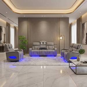 Modern electric smart recliner <b>sofa</b> set, filled sponge, equipped colorful LED lights, fully functional, with a liftable <b>table</b>, - Product Image 4