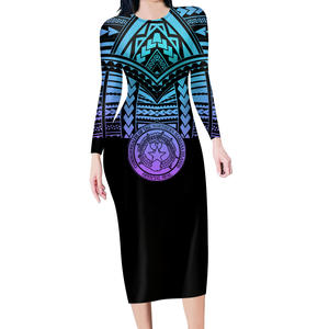 Robe fourreau d'été pour femmes Polynesian Tribal Design Ladies Elegant Off-The-Shoulder Evening Gown Custom - Product Image 6