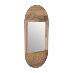 Specchio da parete ovale con cornice in legno stile boho per decorazione camera da letto, specchio con cornice in legno per dormitorio, scrivania trucco, bagno e styling - Product Image 2