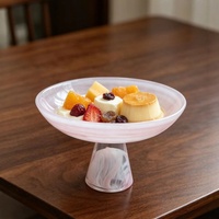 Plateau en verre marbré à pied haut, plateau à fruits en verre, support décoratif pour desserts, décoration de table pour la maison, l'hôtel, les mariages