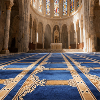 Tapis de prière islamique Axminster haute densité avec logo personnalisé, ignifuge, à poils ras, pour la maison et la mosquée