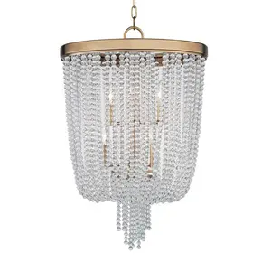 American French Country pearl necklace chandelier modern Hanging beads crystal neon living room mother of pearl chandelier
