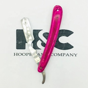 New Barber Razor Pink Color Wooden Handel Barber Razor With Custom Logo Wood Handle Barber Razor Packing Logo offer - Product Image 2