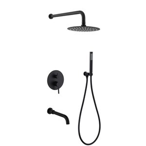 Wall Mounted Concealed Shower Set Brushed Gold Rain Shower Head 3.5-4.9 Gpm Ceramic Valve Single Handle - Product Image 3