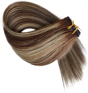Piano Color Seamless Clip-in Human Hair Extension Mixed Color