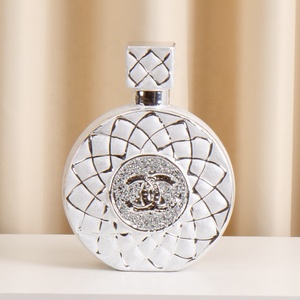Botella de Perfume redonda para decoración del hogar, cristal de cerámica plateado de lujo, delicado, <span class=keywords><strong>precio</strong></span> de fábrica - Product Image 2