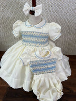 Robe de cérémonie pour filles en coton brodé smocké sur mesure Jiefute, blanc ivoire, longueur cheville, service ODM pour mariage et anniversaire