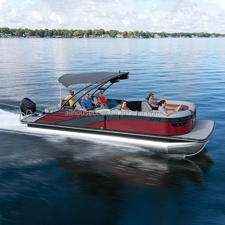 Allhouse Yacht 23 Fuß Fischer-Aluminium-Ponton Hausboot Ponton Party-Tour-Boot mit Motor zu verkaufen