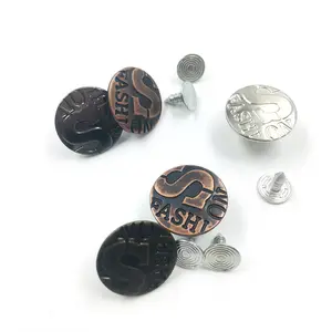 Customized Styles Black Nickel Bronze 17Mm Fast Delivery Custom Shirt Metal Button Pins For Jeans