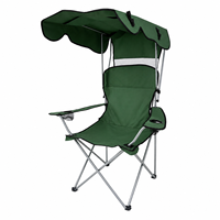 Chaise à baldaquin pliable d'extérieur moderne en fer Hangrui avec porte-gobelet de protection solaire et accoudoirs rembourrés pour les parcs de camping et les restaurants