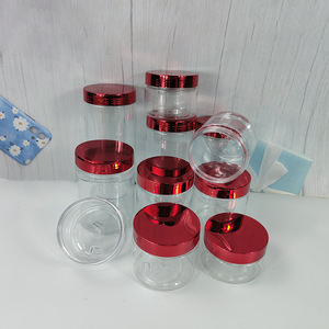 4oz 5oz 7oz 8oz 10oz 12oz 14oz 16oz Plastic Transparent Jars with 70-400 neck finish shiny metallic golden red lids body scrub