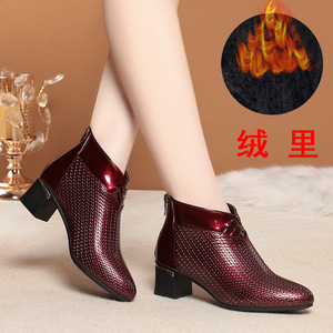 Bottines à talons hauts de 5 cm pour femmes, style hiver Xuanhui, nouvelle mode, bout pointu, fermeture éclair latérale, noires, chaudes - Product Image 6