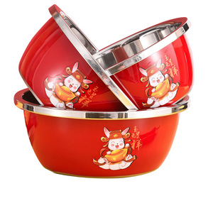 Tazón de mezcla de acero inoxidable Xinrong de gran capacidad y profundo para lavar verduras, amasar masa, batir huevos y preparar sopas. - Product Image 3